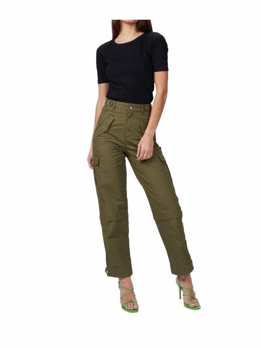 Kooples Jeans Olive High-Waist Cargo Pants - Women's - Picture 1 of 9